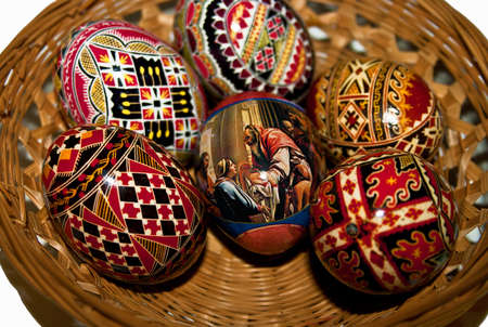 Traditional painted Easter eggs. Specific for the N-E of Romania.の写真素材