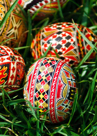 Traditional painted Easter eggs. Specific for the N-E of Romania.の写真素材