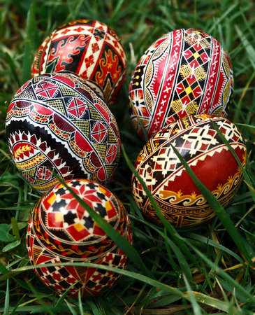 Traditional painted Easter eggs. Specific for the N-E of Romania.の写真素材