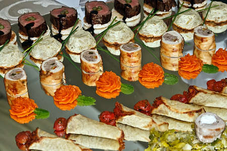 Arrangement of food in a cooking show の写真素材