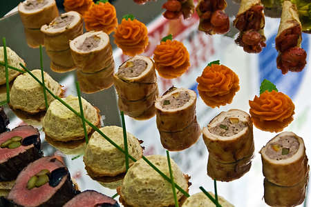 Arrangement of food in a cooking show の写真素材