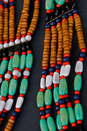 Different colored trinkets displayed in the waiting customers の写真素材