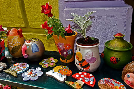 Different types of clay colored children at a workshopの写真素材