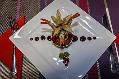 Arrangement cooking with different varieties of fish, fruit and vegetables の写真素材