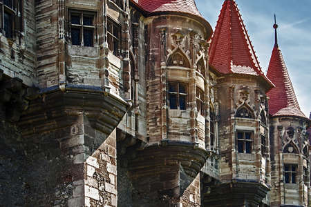Detail from the Corvins Castle,  XV century , located in Romania, on the Center of Hunedoara City, southwestern part of Transylvania  Known as one of the frequently visited castles of Count Dracula のeditorial素材