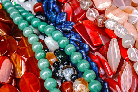 Different colored trinkets displayed in the waiting customers.の写真素材