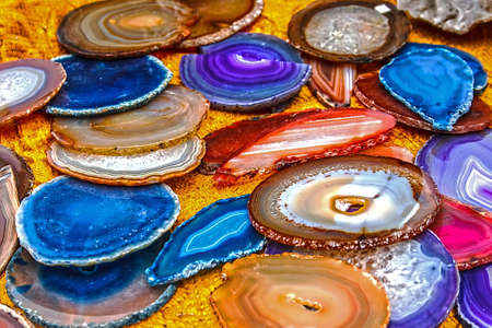 Mineral crystals and stones, with energy effect, in different structuresの写真素材