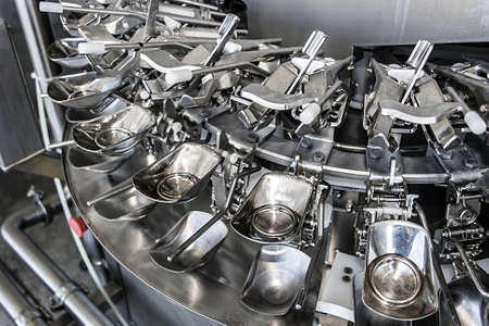 Industrial facility which automatically break the eggs and separate the whites from the yolks to pasteurization の写真素材
