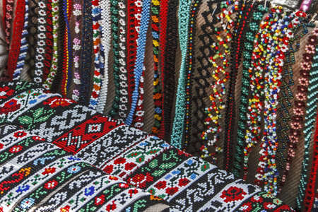 Cordelia colored and decorated with beads  Specific Maramures, Romania の写真素材