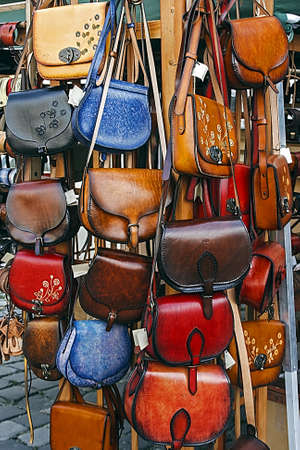 Ladies Leather Handbags and exposed for saleのeditorial素材