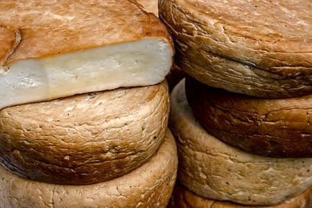 Smoked Cheese exposed for sale  Romanian traditional area of Sibiu の写真素材