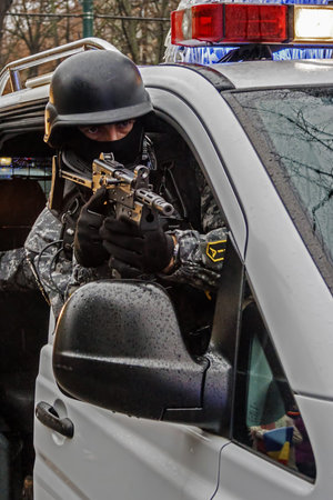 Romanian cops disguise on mission  Public demonstration at a celebration day 