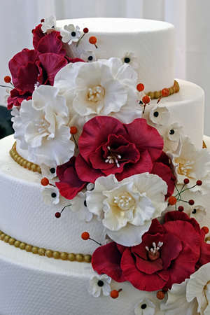 Wedding cake specially decorated with edible flowers の写真素材