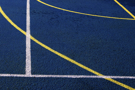 Sports field with synthetic turf and different markings, used in sports Detail