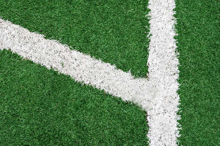 Sports field with synthetic turf and different markings, used in sports Detailの写真素材