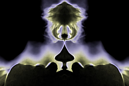 Abstract background in black, neon and gray, with hands, heart and     symbol of love for women in...