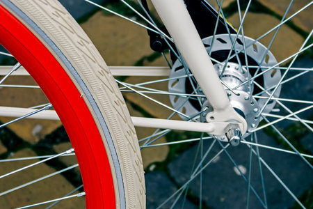 Detail of the front wheels to the bike 