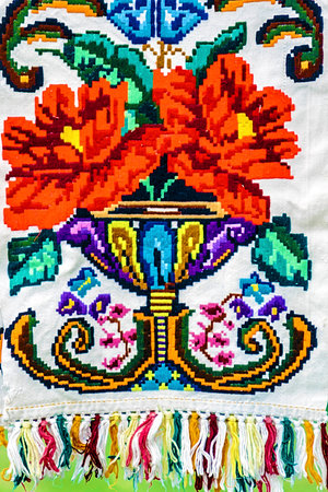 Materials and embroidered Romanian traditional port specific 