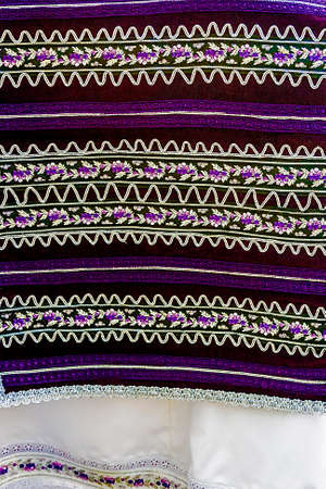 Material with romanian traditional embroidery, used to women clothes の写真素材