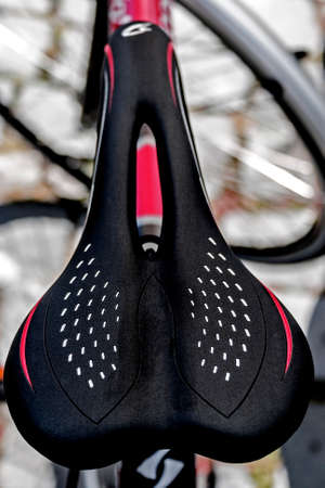 Detail of bicycle saddle with sport pattern の写真素材