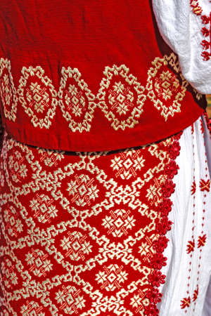 Detail from traditional Romanian folk costume for women, specific on Banat area の写真素材