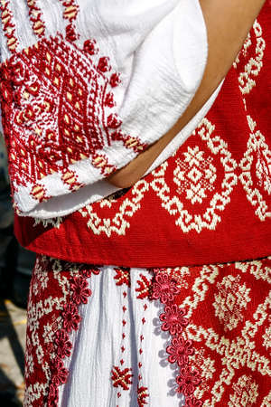 Detail from traditional Romanian folk costume for women, specific on Banat area の写真素材