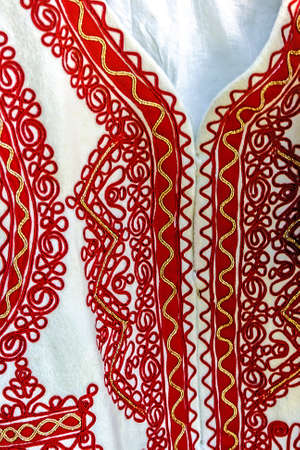 Detail from traditional Romanian folk costume for women, specific on Banat area の写真素材