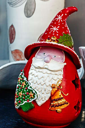 Statuette of Santa Claus from ceramic  Christmas theme  の写真素材