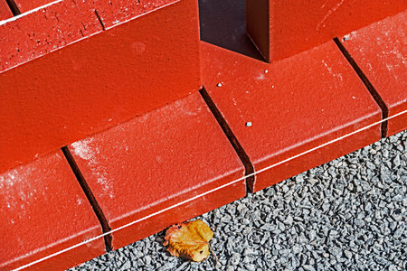 Ornamental paving bricks at a construction site in progress.の写真素材