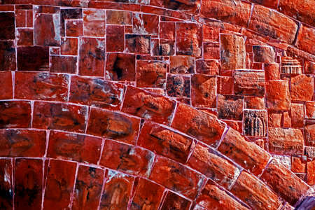 Background decorative wall with brick rustic processed.の写真素材