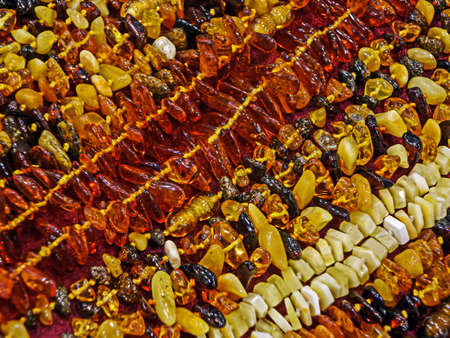 Different colored trinkets displayed in the waiting customers.の写真素材