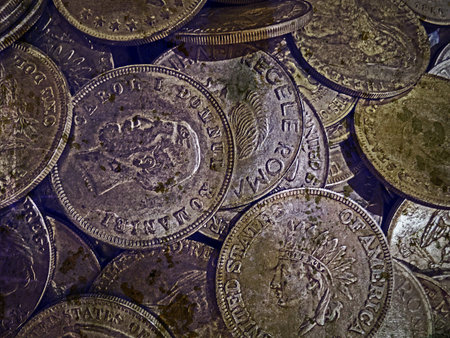 Old coins of different Nationalities, from different periods. Image digitally manipulated as one old...