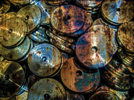 Lot of rusty industrial pieces. Image digitally manipulated.