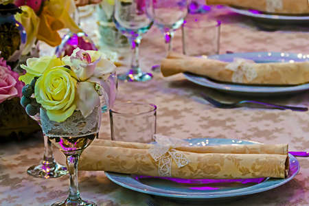 Special arrangement for the wedding dinner party.の写真素材