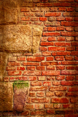 Background with detail of old fortress wall from Maria Theresia Bastion, Timisoara, Romania. Vintage processed.のeditorial素材