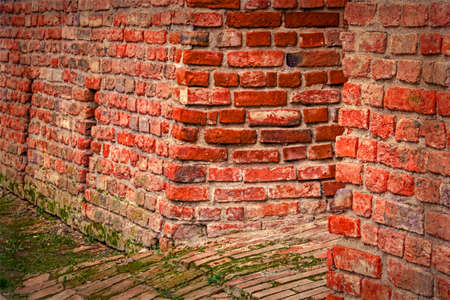 Background with detail of old fortress wall from Maria Theresia Bastion, Timisoara, Romania. Vintage processed.のeditorial素材