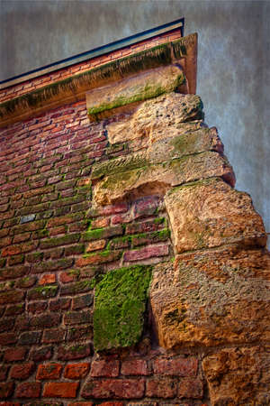 Old photo with detail of fortress wall from Maria Theresia Bastion, Timisoara, Romania. Vintage processed.のeditorial素材