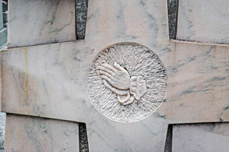 Type of funeral cross in a joint Orthodox and Catholic cemetery.の写真素材