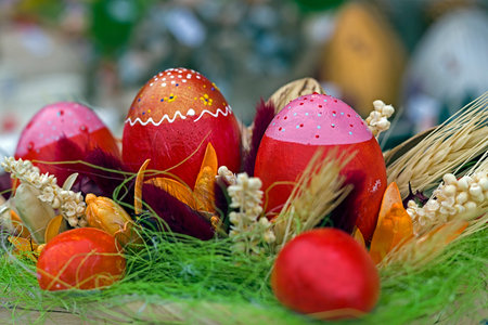 Easter decorations manually created in various forms of design.