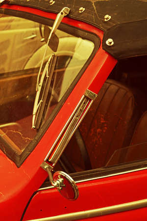Vintage look at one old car presented to one street exhibition in Timisoara, Romania. Detail. Vintage processed.の写真素材