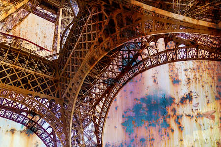 Rusty background  with Eiffel tower. Vintage processed.の写真素材