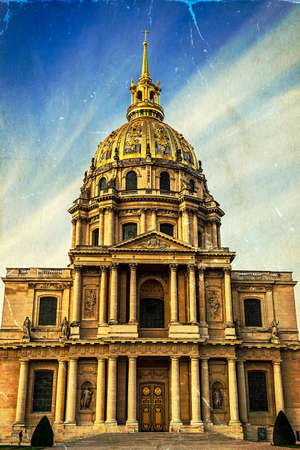 Old postcard with Church of Hotel des invalids, Paris, France.のeditorial素材