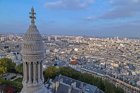 Rooftop and aerial view from Sacre Coeur Basilica in Paris, France.の写真素材