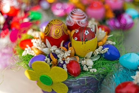 Small multi colored arrangement to decorate the house for Easter.