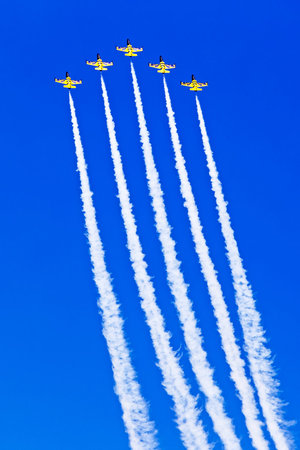 TIMISOARA, ROMANIA - MAY 21, 2016: Fighter jets in a local air show organised by the international...