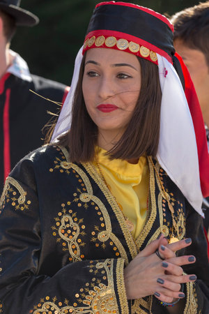 ROMANIA, TIMISOARA - JULY 7, 2016: Young girl from Turkey in traditional costume, present at the...