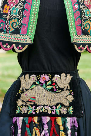 Old traditional Romanian folk costume for women.Detail.の写真素材