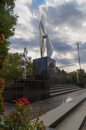 RESITA, ROMANIA - SEPTEMBER 1, 2016: New monument in Resita, Romania.のeditorial素材