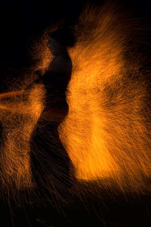 Public fire show organized in Timisoara, Romania.Timisoara has been designated European Capital of Culture in 2021.の写真素材