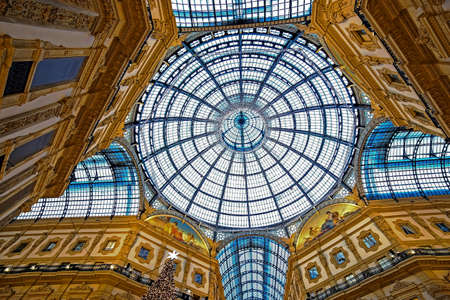 MILAN, ITALY - DECEMBER 11, 2016: Interior at Vittorio Emanuele II Gallery on Christmas time.のeditorial素材